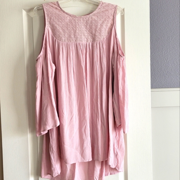 Knox Rose Tops - Knox Rose Dust Rose Cold Shoulder Boho Peasant Blouse